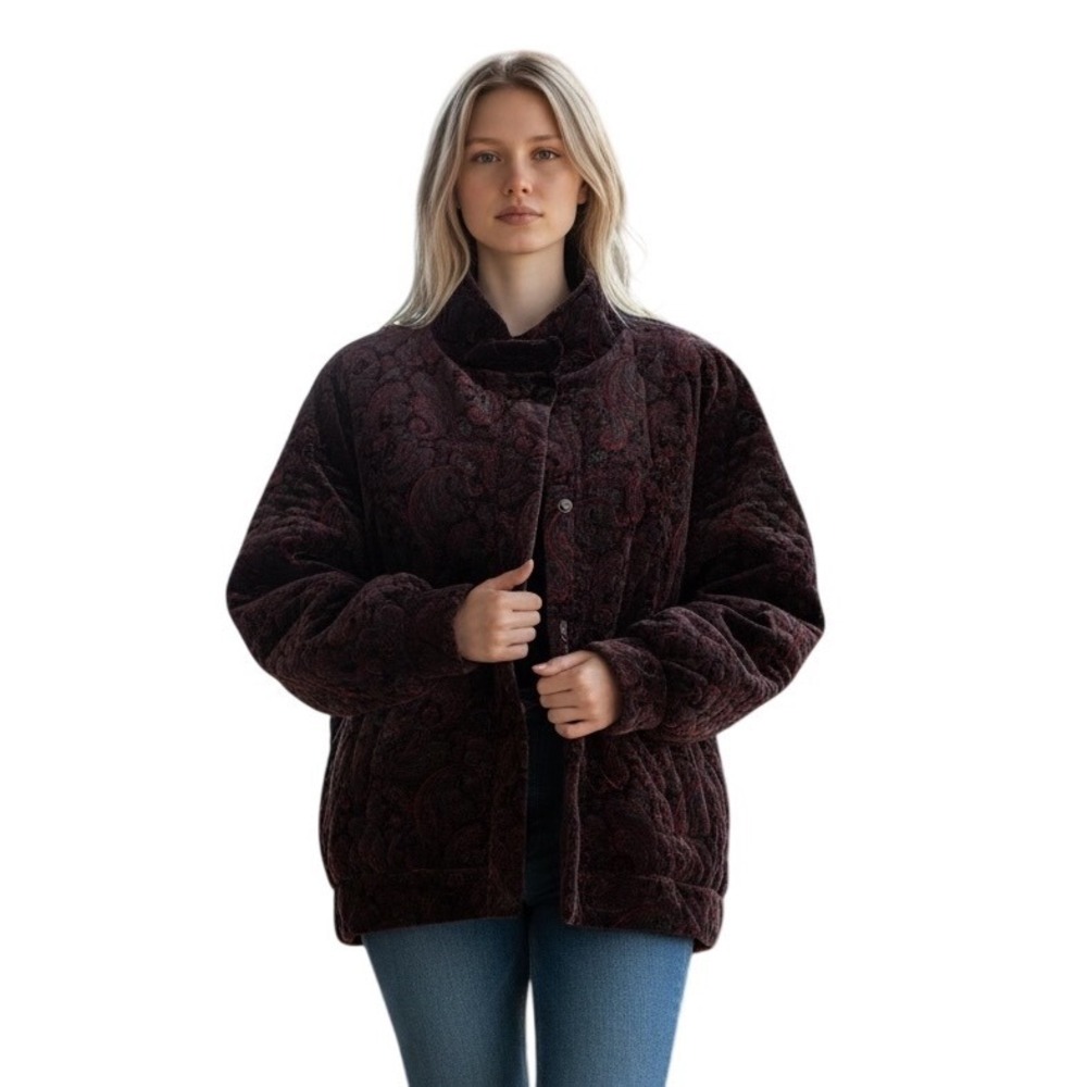 Sara Roberts VIntage Paisley Zip UP Jacket Size Medium